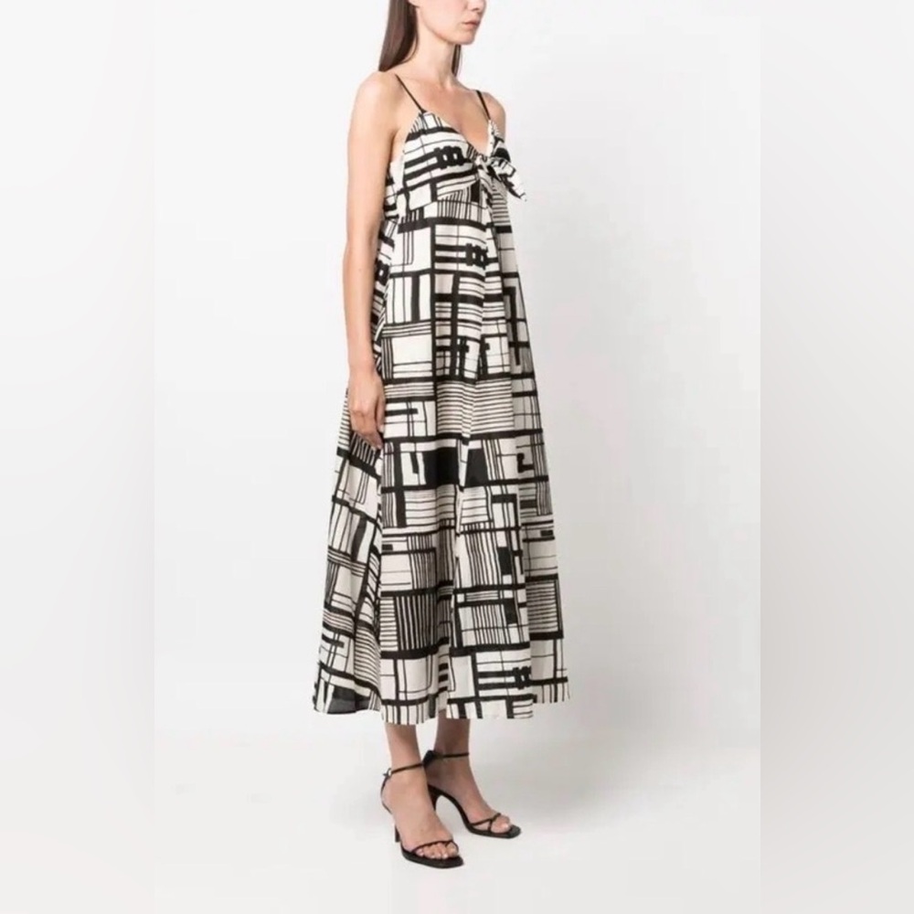 DKNY Black and White Geometric Maxi Dress